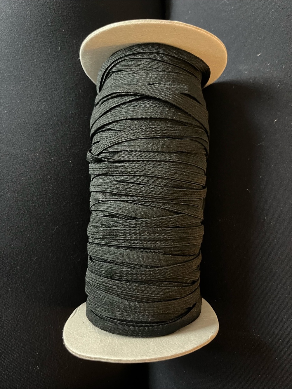 Black Elastic Ribbon Spool 100 yards x  .5cm wide.